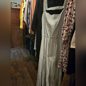 Lucky Brand Blue and White Sleeveless Maxi Sundress